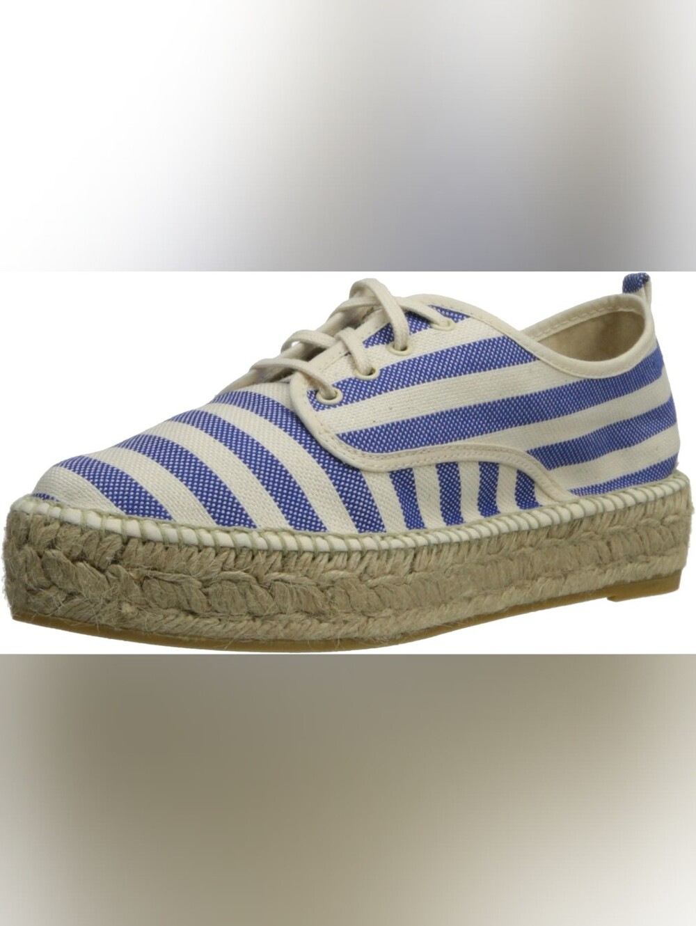 Anthropologie Made In Spain Striped Blue and White Espadrille Platform Sneaker